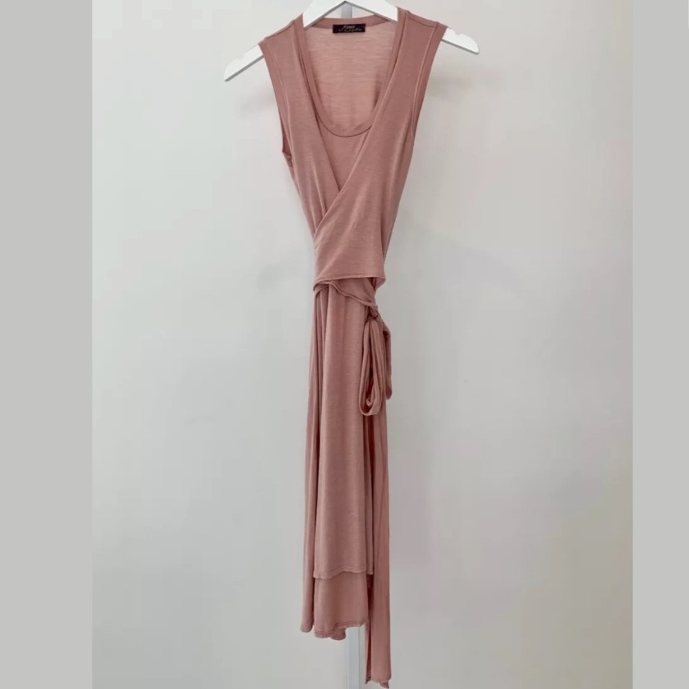 FRENZII DUSTY PINK FAUX WRAP DRESS SIZE XS NWOTS!